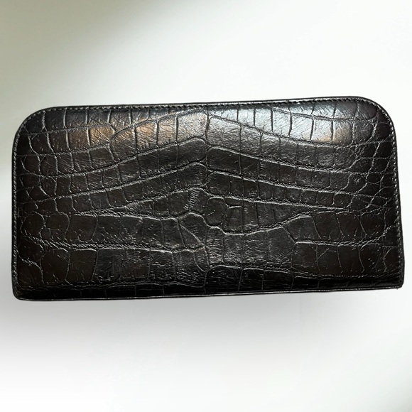 Saint Laurent Croc 🐊 Embossed Black Zippy Wallet YSL - Picture 2 of 9